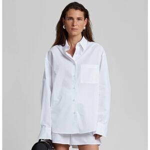 Frankie Shop Shirt Womens Small Lui Organic Cotton Button Up Long Sleeve White